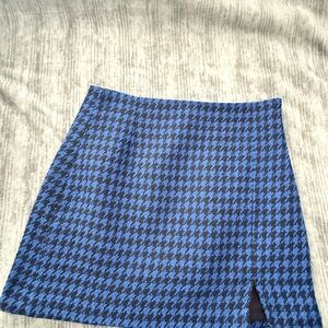 Blue and Black Houndstooth Skirt